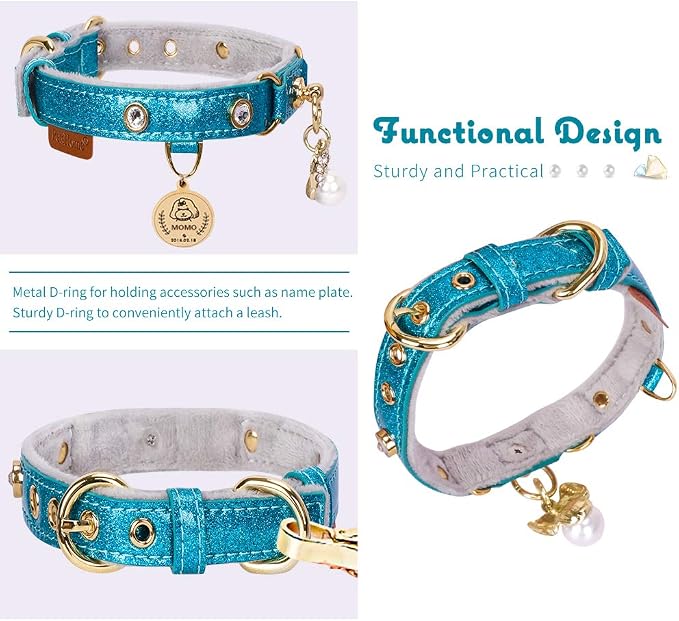 PetsHome Cat Collar, Dog Collar, PU Leather Adjustable Pet Collar - Image 3