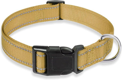 Reflective Dog Collar with Buckle Adjustable Safety Nylon Collars by BOOMIBOO