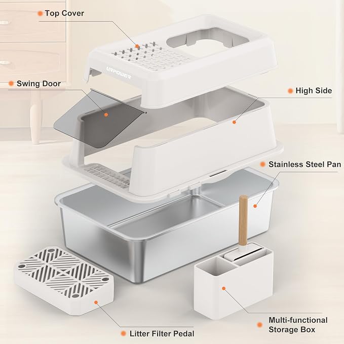 URPOWER Stainless Steel Cat Litter Box - Image 7