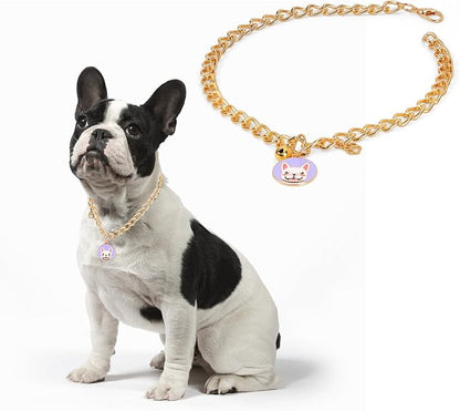 HOWWFALY Dog Collar and Cat Chain Necklace Stainless Steel Adjustable 18K Gold - Image 2