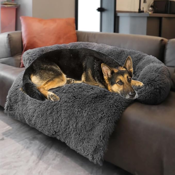Calming Dogs/Cats Bed Mats, Dog Pad Washable Removable Couch Cover, Plush Long by Tinaco
