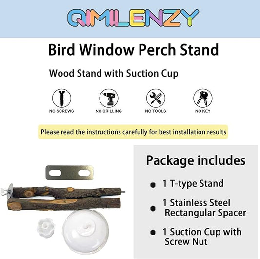 Portable Bird Perch Stand- T-Shaped Natural Apple Wood - Image 2