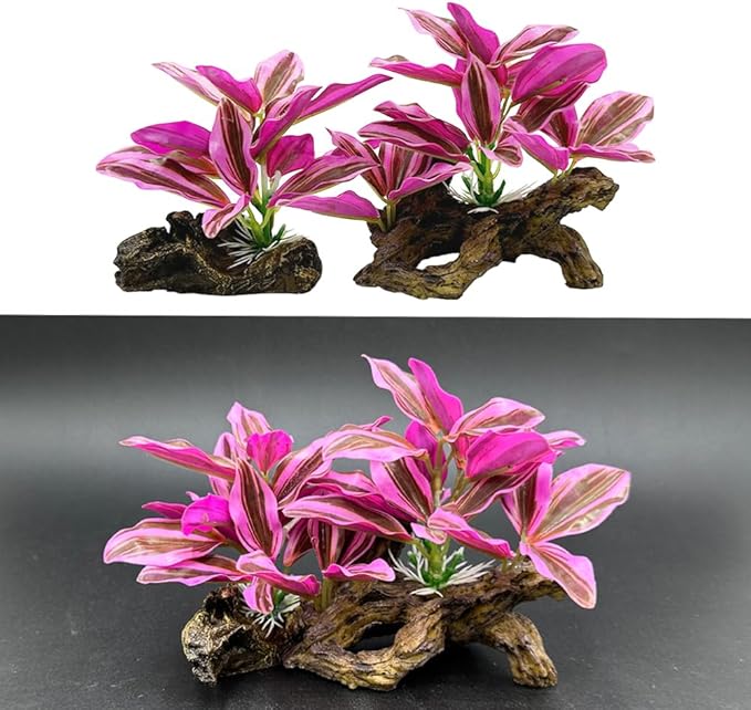Smoothedo-Pets Fish Tank Decorations Aquarium Decor Ornaments Betta Pink Leaf - Image 2