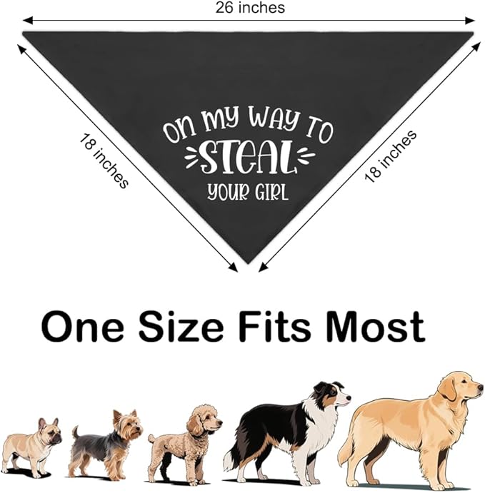 On My Way to Steal Your Girl Black Dog Bandana, Funny Pet Scarf Accessories - Image 2