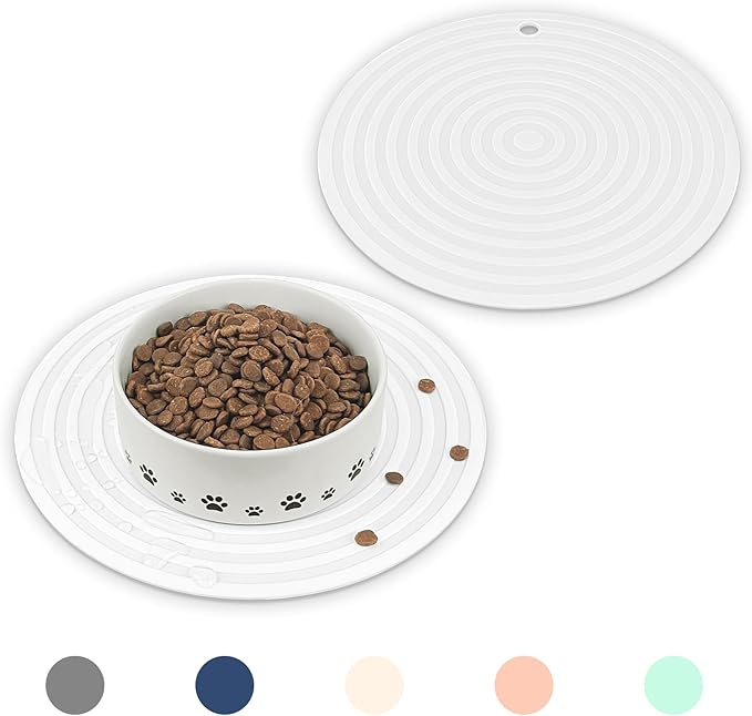 Ptlom 2pcs Pet Placemat for Dogs and Cats, Waterproof Silicone Dog Feeding Bowl by PTLOM