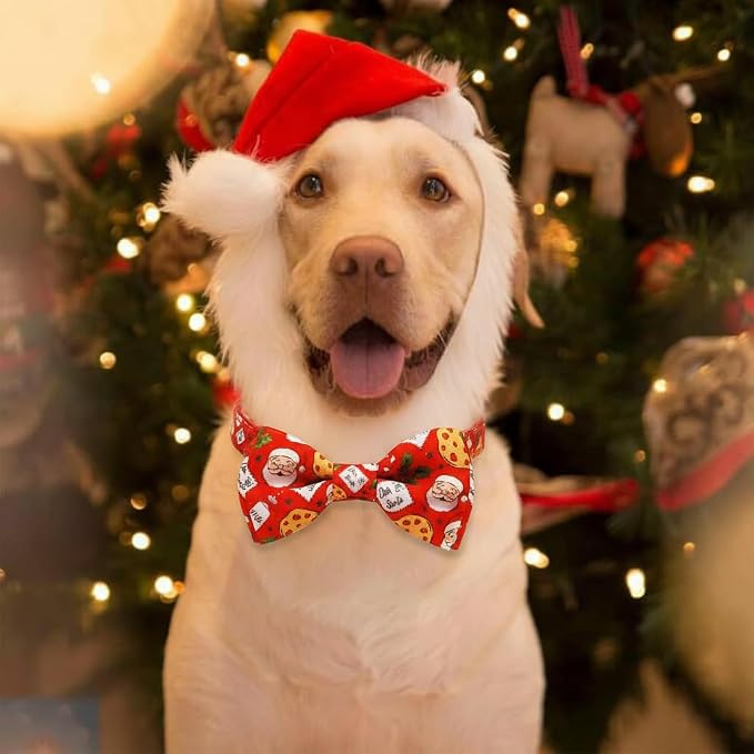 Christmas Dog Collar with Bow Tie Set, Adjustable Puppy Collar - Image 4