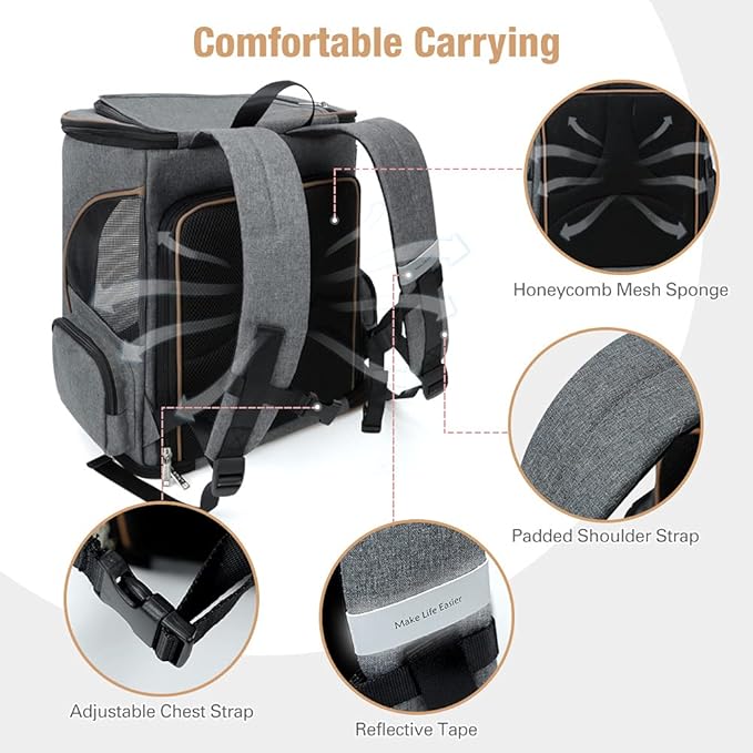 Large Cat Backpack Expandable Pet Carrier Backpack, Lekereise Dog Backpack - Image 3
