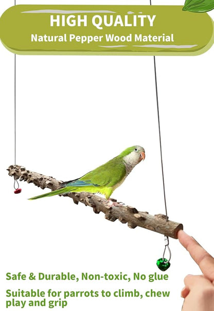 FlidRunest Bird Parrot Swing Toy, Natural Pepper Wood Bird Perch Stand - Image 5
