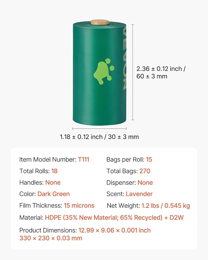 VEVOR Dog Poop Bags, Sturdy & Thick Pet Waste Bags, Biodegradable HDPE Waste - Image 7