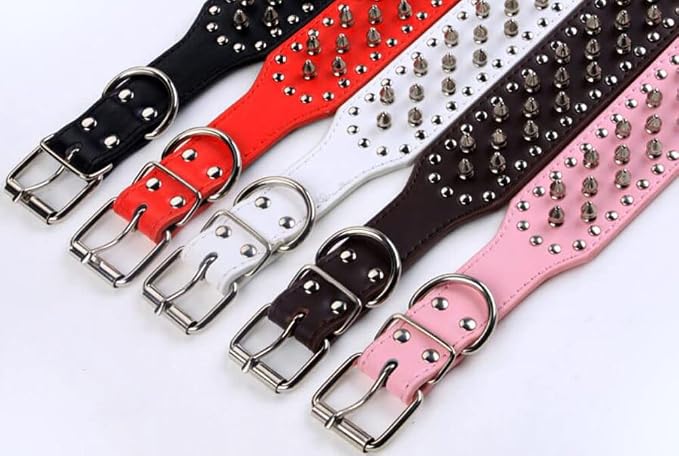 Serijoars Spiked Studded Dog Collar, PU Leather Dog Collar, Adjustable Pet - Image 4
