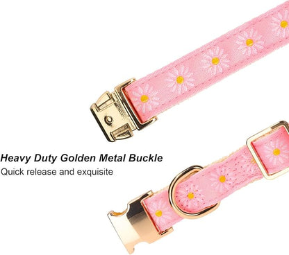 Woven Dog Collar with Metal Buckle Adjustable Jacquard Retro Dog Collars - Image 3