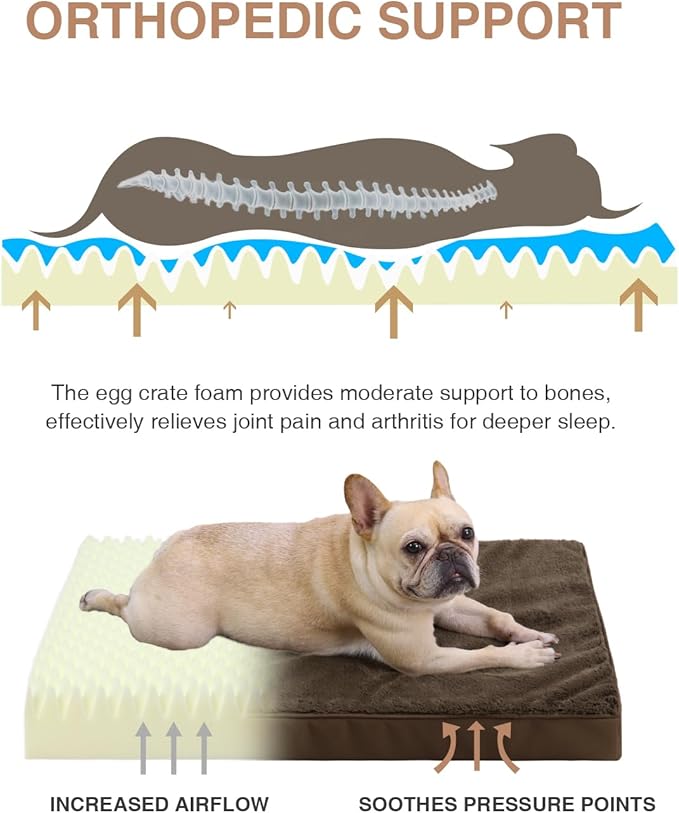 KSIIA Orthopedic Dog Bed Crate Waterproof Pet Mats - Image 2