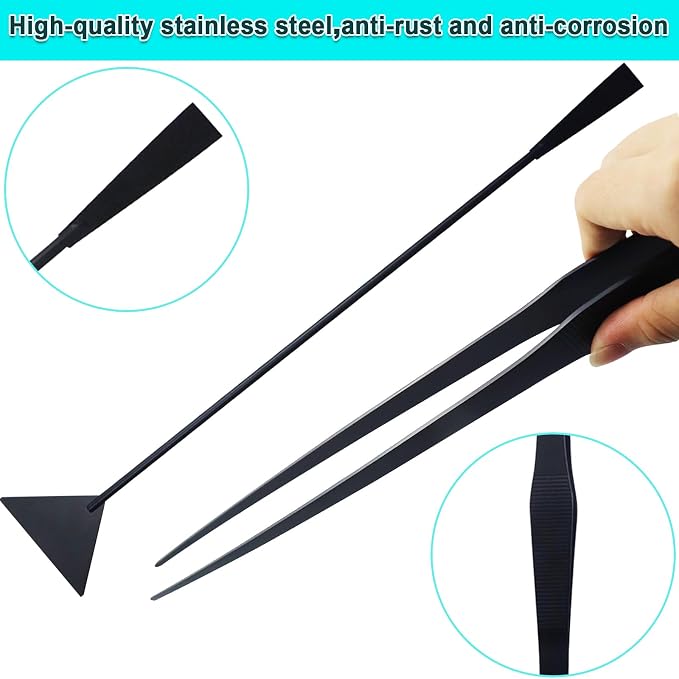 Aquarium Aquascape Tools Kit, Long 15 Inch Stainless Steel Aquatic Plants Tools - Image 6