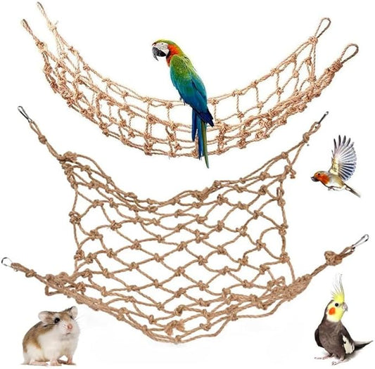2 Packs Natural Bird Rope Net Parrot Swing Hammock by HOKABLE