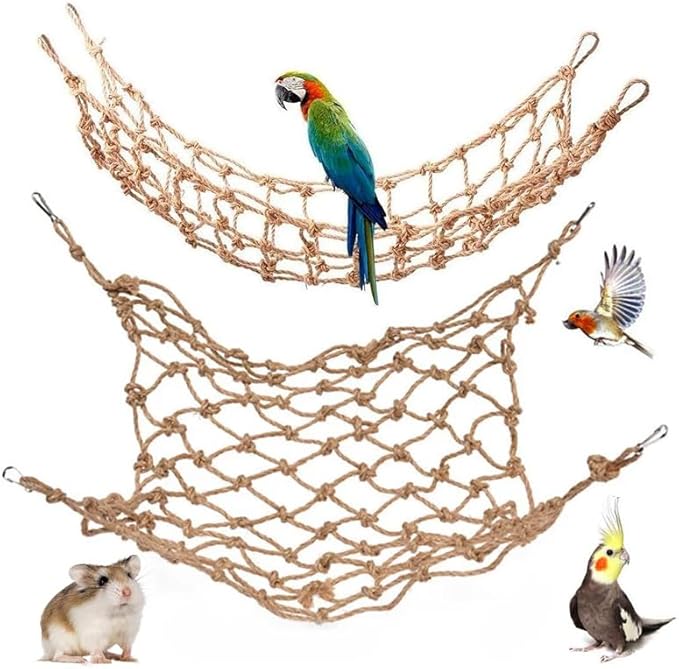 2 Packs Natural Bird Rope Net Parrot Swing Hammock by HOKABLE
