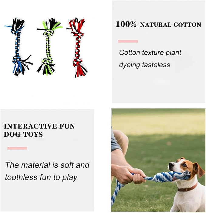 Dog Rope Toys for Small Dogs， Double Knot Ropes Puppy Chew Toys， Cotton Pet - Image 4