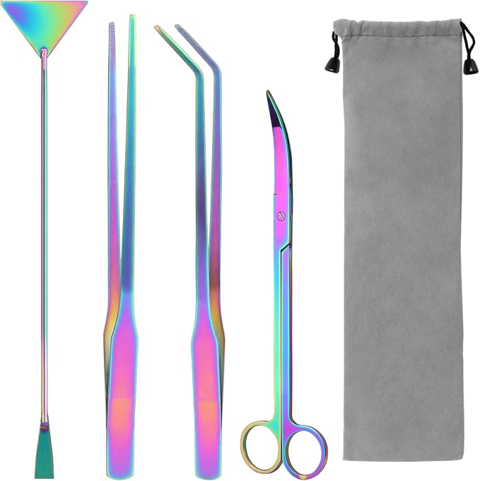 Aquarium Aquascape Tools Kit 15 in, 4in1 Anti-Rust Aquatic Plant Aquascaping by LuxivLLC