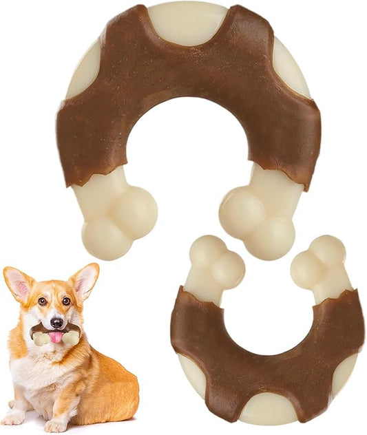 Durable Nylon Dog Bones, 2 Pack Dog Toys by Geeyteek
