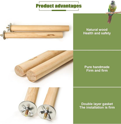 2 Pack Bird Perch Platform, Parrot Stand Sector Playground Wood Perch Stand Toy - Image 3