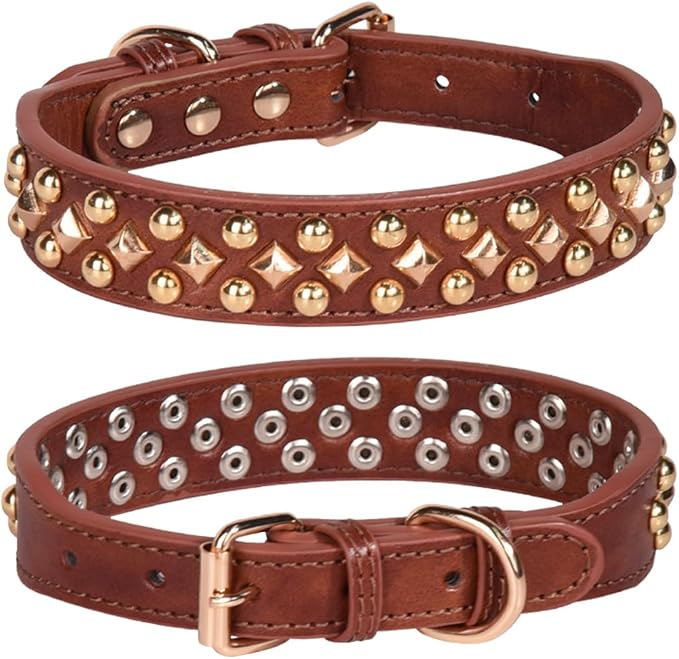 Spiked Dog Collar Soft Pu Leather Mushrooms Rivet Spike Studded Puppy by Unknown