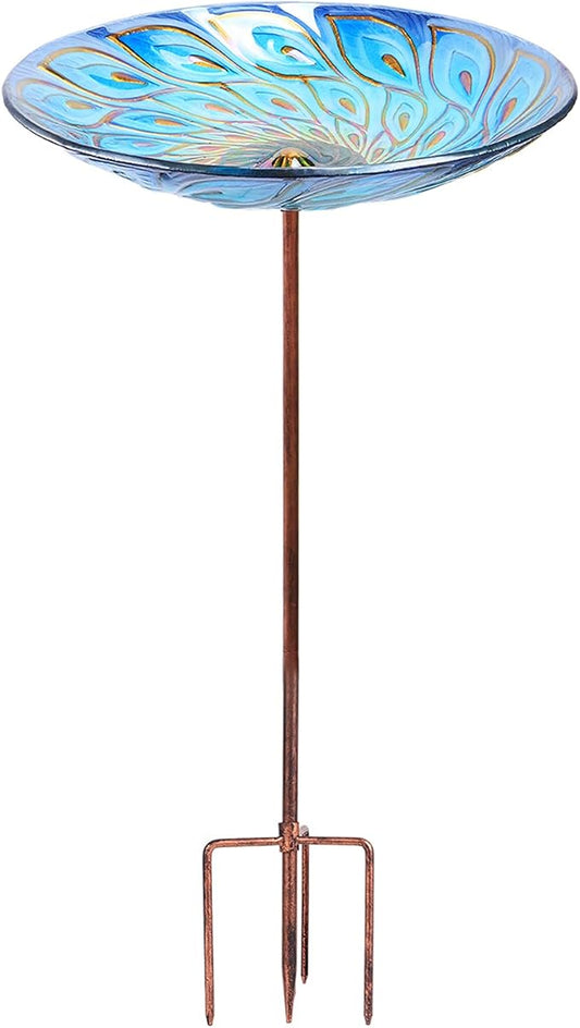 MUMTOP Glass Bird Bath, Garden Outdoor Birdbaths Birdfeeder by MUMTOP