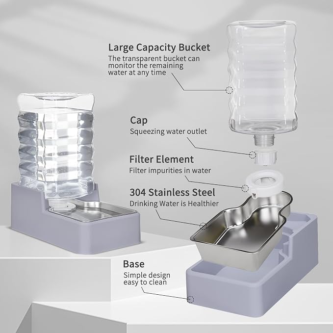 Automatic Water Dispenser Large: Upgraded 100% BPA-Free 8L Light Gray Stainless - Image 2