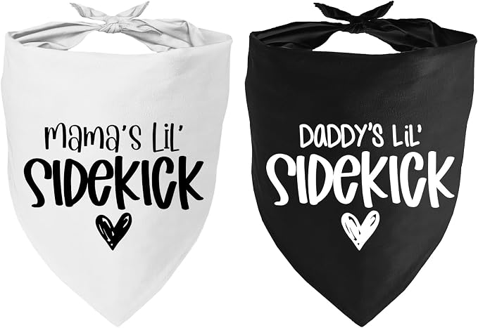 2 Pack Dog Bandana Pregnancy Announcement, Daddy's and Mama's Lil Sidekick by YROVWENQ