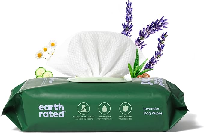 Earth Rated Dog Wipes, Hypoallergenic, 3-in-1 Cleaning and Hydrating, by EarthRated