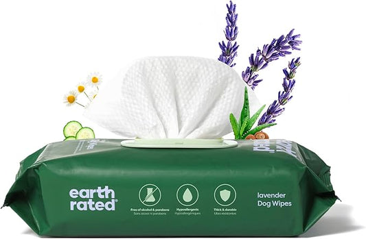 Earth Rated Dog Wipes, Hypoallergenic, 3-in-1 Cleaning and Hydrating, by EarthRated