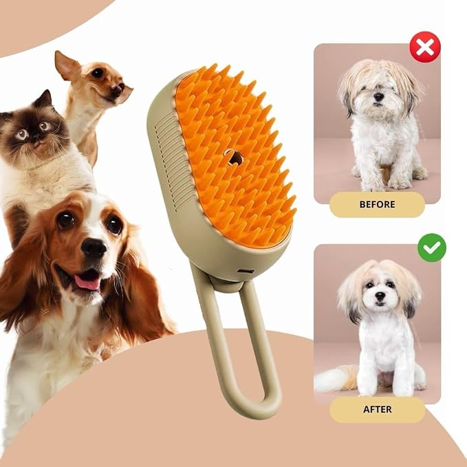 3-in-1 Steam Pet Brush for Cats & Dogs – Self-Cleaning Grooming Comb - Image 9