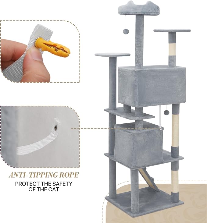 Athena Collection Cat Tree, 77 Inch Cat Tower - Image 7