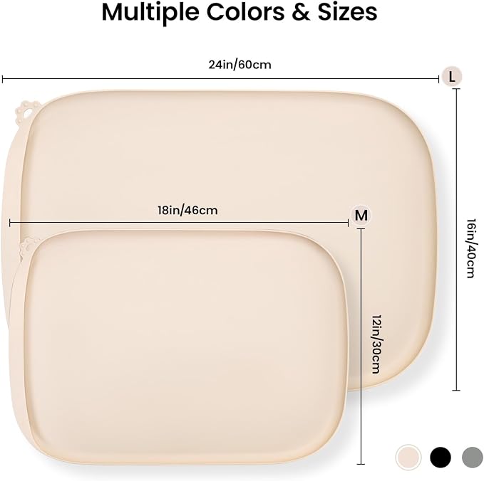 Silicone Dog Food Mat with Side Pocket & Hook Hole, Soft Raised Edges, Easy - Image 4