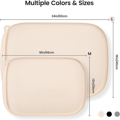 Silicone Dog Food Mat with Side Pocket & Hook Hole, Soft Raised Edges, Easy - Image 4