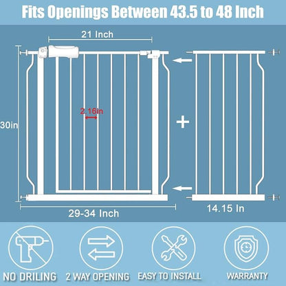 Extra Wide Baby Gate 14.17in Wide Extensions Walk Through Baby Gate Pressure - Image 4