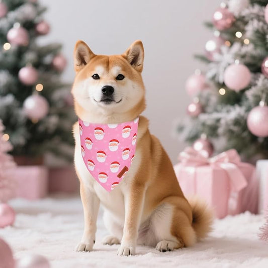 PTDECOR Christmas Dog Bandana, Santa Snowman Design Reversible Holiday Pet Scarf - Image 2