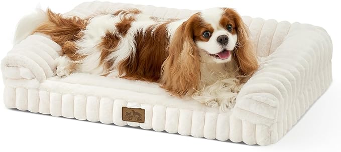 Cute Dog Bed for Small Dogs, Faux Rabbit Fur Orthopedic Foam Dog Bed by COZYKISS