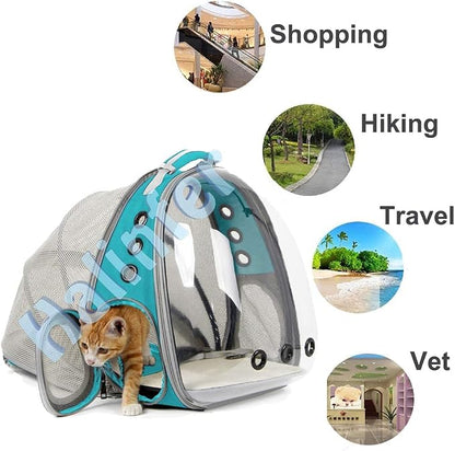 Back Expandable Cat Backpack Carrier, Fit up to 12 lbs, Space Capsule Bubble - Image 3