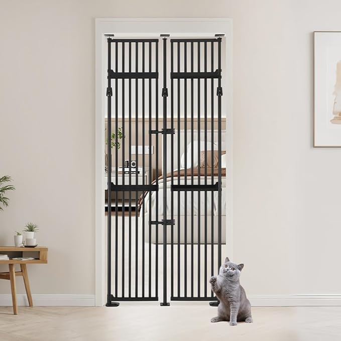 unipaws 86" High Extra Tall Cat Gate, Auto Closing and No Drilling Safety Gate by unipaws
