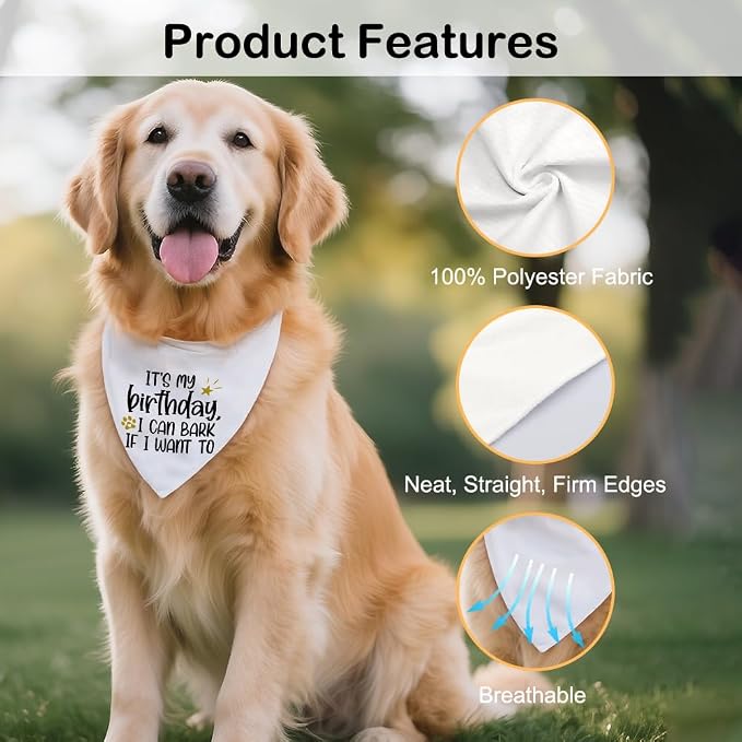 It's My Birthday I Can Bark If I Want to White Dog Bandana, Humor Birthday Gifts - Image 3