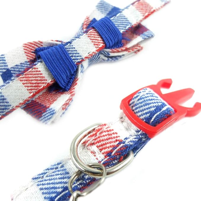 Cat Collar Breakaway with Bell and Bow Tie, Plaid Design Adjustable Safety - Image 5