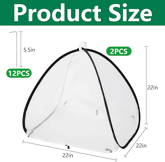2 Pcs Pop Up Insect Barrier Plant Cover Tent, Garden Net Cage Bird Insect Guard - Image 2