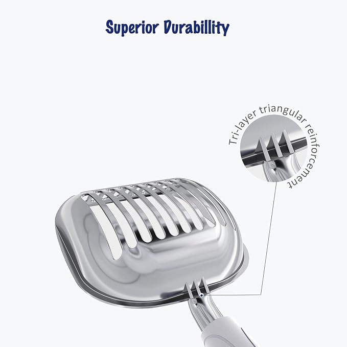 WePet Cat Litter Scoop, Aluminum Alloy Sifter, Kitty Metal Scooper, Deep Shovel - Image 3