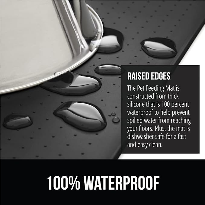 GORILLA GRIP 100% Waterproof Raised Edge BPA Free Silicone Pet Feeding Mat - Image 3