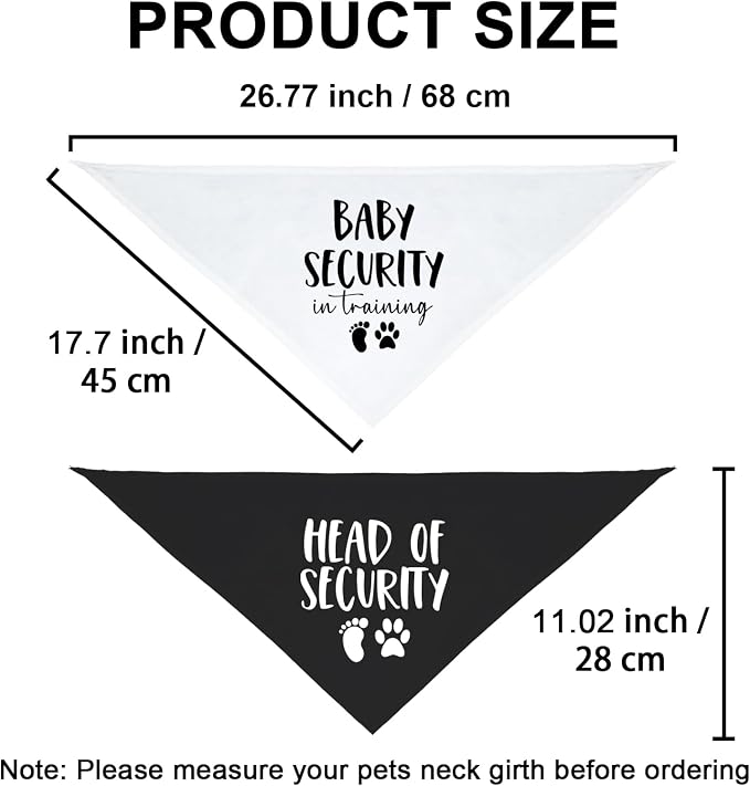 2 Pack Baby Security in Training and Head of Security, Dog Bandanas - Image 2