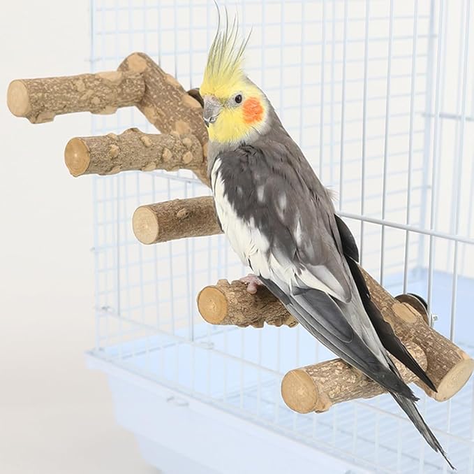 Bird Parrot Ladder Perch for Cage, Nature Wooden Bird Bridge Exercise Stands by Bolagar