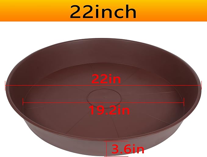 3 Pack of 20 22 inch Plant Saucer, 3.6" Depth Tray, Large Garden Plastic Flower - Image 2