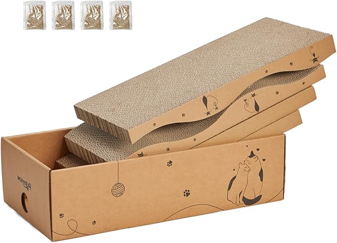 Cat Scratcher Cardboard Pad Scratch Box, Reversible Durable by RUBMEOW