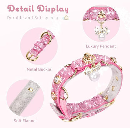 PetsHome Cat Collar, Dog Collar, PU Leather Adjustable Pet Collar - Image 4