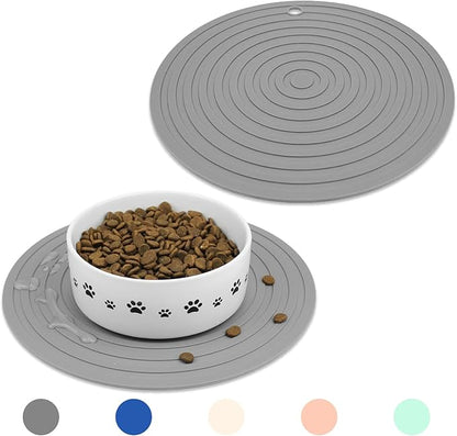 Ptlom Pet Food Mat for Dog and Cat Placemat 2 Pcs, Mat for Prevent Food and by PTLOM
