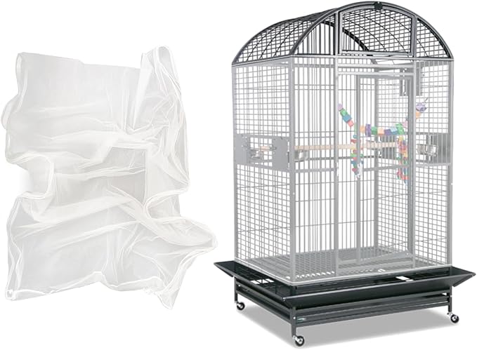 Adjustable Birdcage Seed Feather Catcher Bird Cage Net Cover Soft Skirt Guard - Image 7